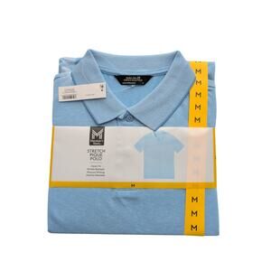 Men's Stretch Pique Polo Blue Classic Fit Size M